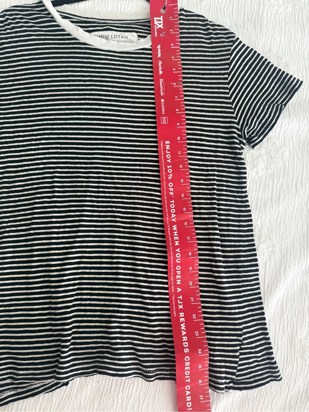 NWT Nili Lotan Brady Tee Shirt Dark Navy White Stripe 100% Cotton USA -Size S - Picture 9 of 9